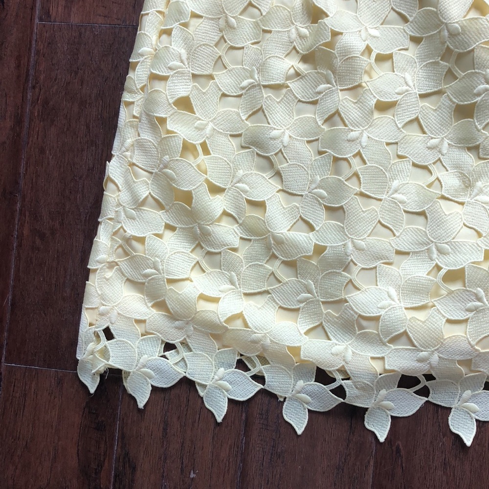 Yellow Shift Dress with Floral Lace Overlay - Picture 8 of 11